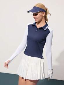 CourtClass 女式拼色修身长袖高尔夫 Polo 衫 - 彩色 - 查看 7