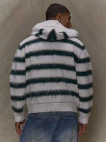 Musero Suéter con capucha con cordón, estilo mohair con paneles de contraste a rayas, para primavera y verano - Multicolor - Ver 5