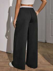 EURMUSE Plus Size Women Extra Belt And Drawstring Detailed Bottom Sweatpants - Dark Grey - View 2