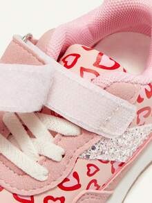 Cozy Pixies 1 Pair Pink & Gold Matching Color Simple Design Comfortable Non-Slip Soft Bottom Casual Sneakers For Baby & Toddler Girls, Spring/Summer - Multicolor - View 8