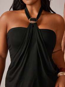 Váy ngắn ôm sát bodycon và áo crop top phong cách Mỹ dành cho nữ - màu đen - Xem 5