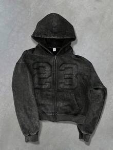 SHEIN Tween-Jungen Sweatshirt im Loose Fit mit bestickter Nummer, lässig und bequem für den Alltag