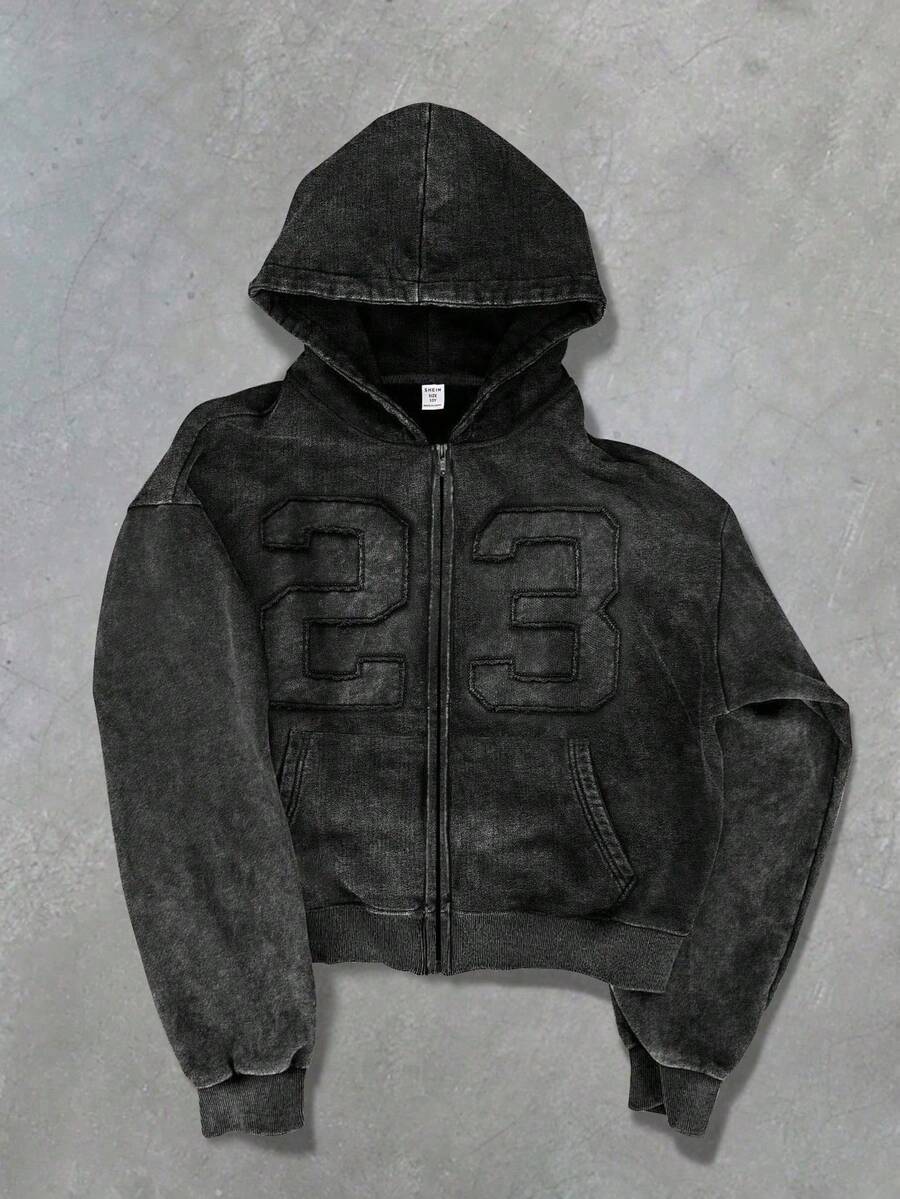 SHEIN Tween-Jungen Sweatshirt im Loose Fit mit bestickter Nummer, lässig und bequem für den Alltag