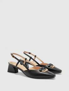 CUCCOO BIZCHIC Décolleté con punta affusolata, tacco alto chunky, cinturino posteriore nero, eleganti, adatte per pendolarismo quotidiano, lavoro e outfit da ufficio