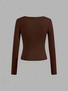 SHEIN EZwear 3件套休闲纯色百搭圆领修身女式T恤，秋冬季 - 彩色 - 查看 9