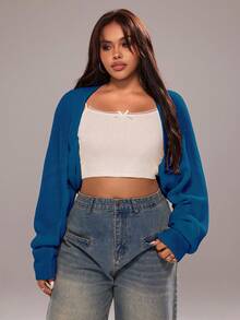 Rustia New Bat Wing Long Sleeve Women Cardigan Sweater Casual - Dusty Blue - View 6