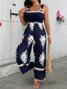 SHEIN PETITE 大码女式休闲细肩带连体裤