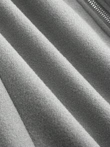 SHEIN Clasi Große Größen einfarbiger Mantel mit geraffter Taille und Reißverschluss, warm für den Winter