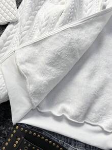 SHEIN EZwear 保暖内衬卫衣外套，宽松版型，秋冬季保暖针织衫 - 白色 - 查看 8