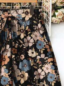 Mellowie Pantalones casuales holgados con estampado floral, cintura alta y cordones, talla grande, para mujer, de verano