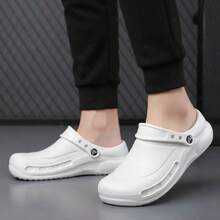 Zuecos Hombre Impermeable EVA Punta Cerrada Banda Ajustable Suela Antideslizante Estilo Minimalista Verano Trabajo Hogar Sandalias - Blanco - Ver 3