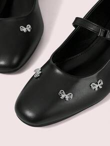 CUCCOO DOLLMOD Women's Black French Mary Jane Shoes, New Fairy Style Bow Decor Elegant Slip-On Flats - Black - View 8