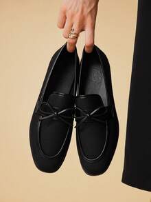 CUCCOO BASICS Round Toe Bow-Knot Flat Comfortable Sweet Flats For Women - Black - View 2