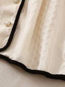 Robe de fille tout-petit à col contrasté, nœud papillon et texture de tissu mignonne. Convient pour le printemps, l'automne, l'hiver, l'intérieur, l'extérieur, la rentrée scolaire, les fêtes et le port quotidien - Multicolore - Voir 5