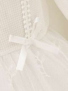 SHEIN Glamorique Kids 女婴白色长袖荷叶边下摆连衣裙，适合日常、派对和聚会穿着，展现年轻女孩的天真活泼魅力，秋冬 - 白色 - 查看 5