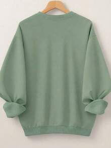 EMERY ROSE Plus Size Women's Letter Slogan 'Worship Anyway' Graphic Crew Neck Long Sleeve Casual Sweatshirt,Fall&Winter