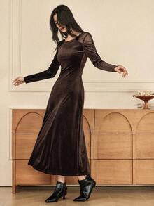 Dazy-Less Women's Elegant Long Knit Sweater Dress, Suitable For Casual, New Year, Christmas, Wedding, Party, Formal Events, Autumn/Winter/Spring