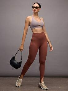 Activina 女士纯色镂空舒适运动文胸 - 淡紫色 - 查看 6