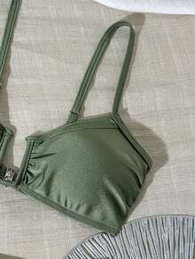 Swim Chiccia Bikini thép hình chữ U mùa hè mới, Bộ 2 mảnh thanh lịch gợi cảm cho kỳ nghỉ, Dây đeo mảnh có thể điều chỉnh & Cạp cao, Màu caramel, Trang phục đi biển - Màu xanh Ô liu - Xem 6