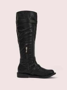 CUCCOO DOLLMOD Women's Mid-Calf Boots With Star & Heart Buckle Decor, Cute & Versatile - Black - View 10