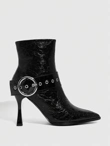 CUCCOO SZL Damskie botki na wysokim obcasie z zamkiem bocznym, popularne w Europie i Ameryce, z klamrą w szpic