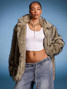 Normani Sexy Open Front Fuzzy Coat In Fall/Winter - Multicolor - View 1