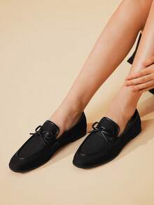 CUCCOO BASICS Round Toe Bow-Knot Flat Comfortable Sweet Flats For Women - Black - View 5