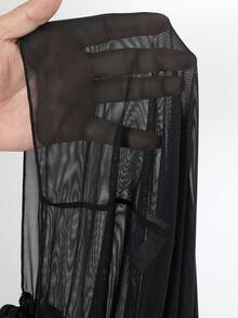 Swim Vcay Summer Beach Mesh Ruffle Trim Cover Up Pants - Black - View 4