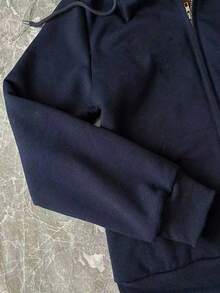 Rina Fox 新款字母刺绣休闲学院风时尚舒适女式夹克卫衣 - 藏蓝色 - 查看 4