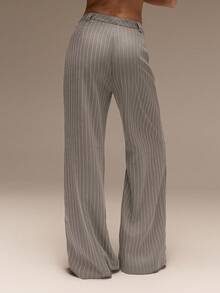 SHEIN Forever 21 夏季女士舞会/正式/海滩/度假/可爱/西部装/商务休闲/优雅/生日/外出/俱乐部/办公室服装/节日/狂欢服装/工作服/优雅/乡村音乐会/早午餐/巡航/老钱/机场/端庄/教堂/童话/性感/有趣/嬉皮/派对/千禧/街头服饰/2000 年代/迪斯科/毕业/婚礼嘉宾/鸡尾酒会/复古/紧身/度假/嬉皮/场合/单身女郎/街头服饰/复古/90 年代/低腰/宽松/直筒/宽/灰色条纹/裤子 - 卡其色 - 查看 2