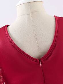 Glamorique Kids Vestido de Dama de Honra Floral para Meninas Jovens, Casamento, Florista, Adequado para Ocasiões Formais, Palco, Apresentação de Piano - Vermelho - Visão 6