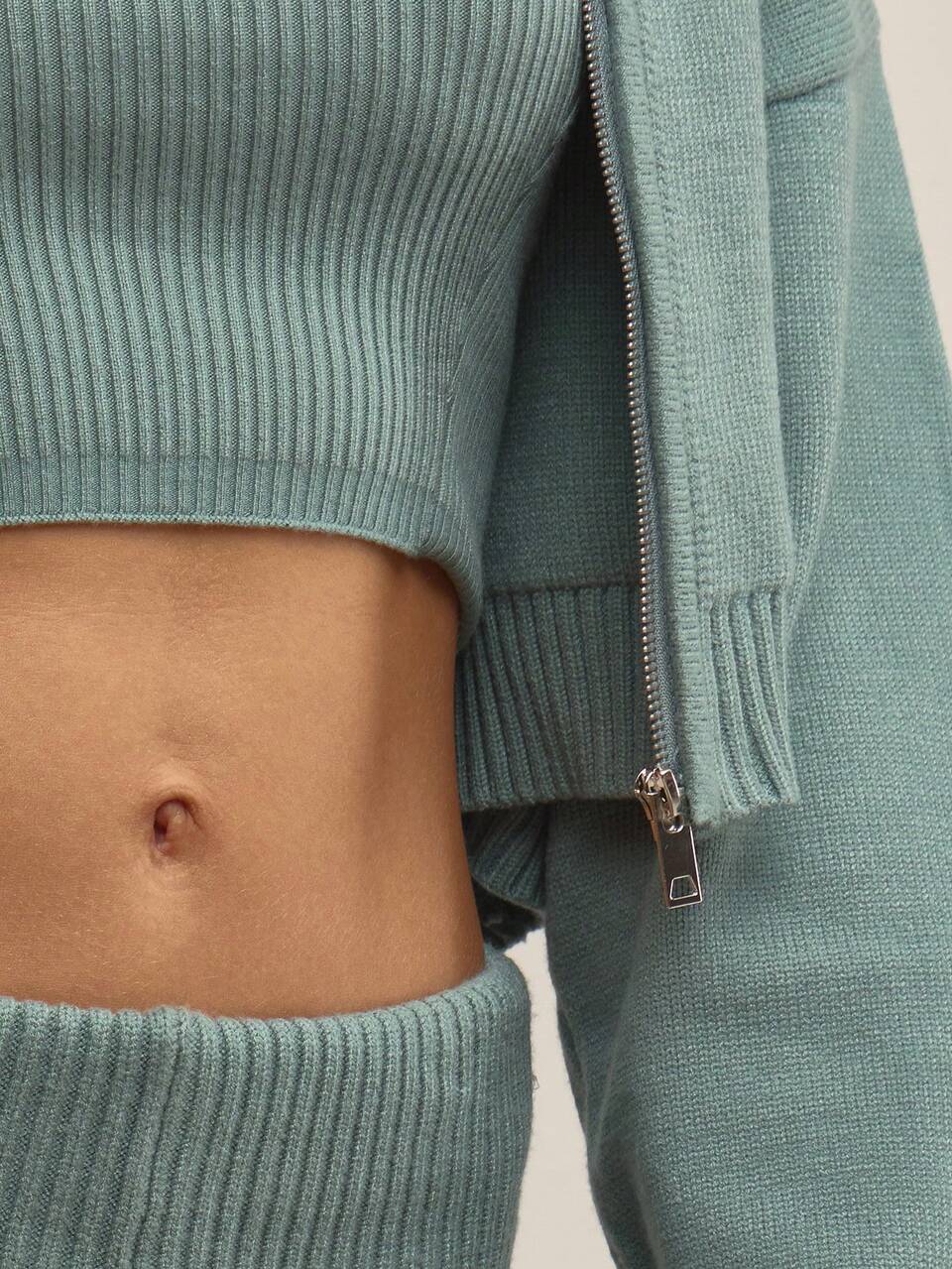 Gestrickter Hoodie, Jogginghose, Bandeau - 3 Stücke Trainingsanzug-Set, elegant für Winterabende, Arbeit, süße Galerie