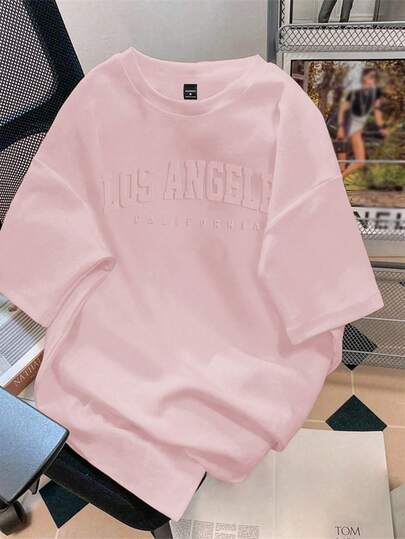 Claim Dot Standard Size Men's Pink Round Neck T-Shirt ( Fabric) Light Pink Graphic Tees