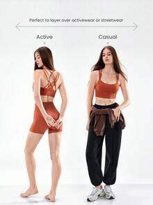 GLOWMODE FeatherFit™ Strappy Sports Bra Low Impact Yoga Pilates Daily - Orange - View 7