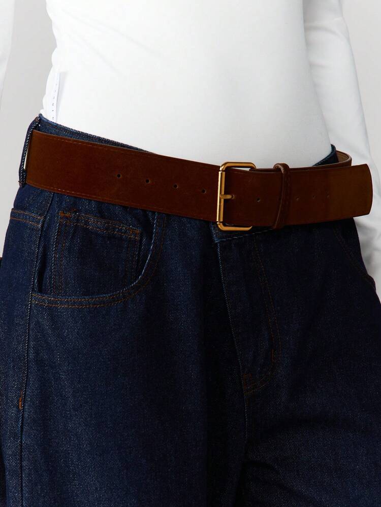 MISSGUIDED Leather Belt With Square Metal Buckle