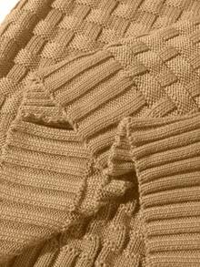 Manfinity Homme Stylish Apricot Knit Pullover For Men Long Sleeve Regular Length With Chic Button Neck - Apricot - View 4