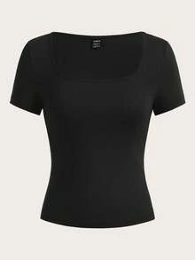 SHEIN EZwear 3 piezas Camisetas casuales de manga corta y corte ajustado para mujer, adecuadas para el verano