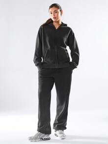 GLOWMODE Everyday Fleece Winter Edit Soft Lightweight Warm Cozy Pocket Regular Fit Full-Zip Hoodie Autumn Winter Outdoors Daily Casual Wear - Black - View 5
