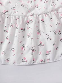 Sparklyn Tween Girls Floral Print Puff Sleeve Dress, Sweet & Fashionable, No Belt, Spring/Summer - White - View 7