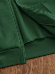 Manfinity Unisex Áo hoodie dài tay thêu họa tiết Anh dáng rộng thoải mái cho nam - xanh quân đội - Xem 7