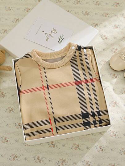 Souflis Souflis 2025 秋冬新品优雅复古法式格纹厚款连体裤，适合居家、派对、户外等多种场合，适合幼儿男童