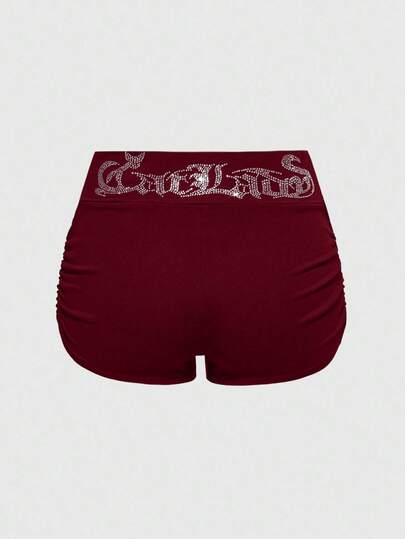 J-Fashion Short taille basse style Y2K pour femmes avec imprimé chat et strass