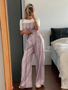 DAZY 2pcs Women's Casual Patchwork 2 In 1 Top And Wide Leg Pants Set Lounge Sets For Women - Pink - View 6