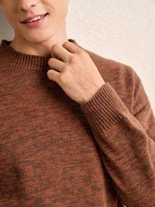 Manfinity Homme 男士休闲宽松圆领长袖毛衣，百搭秋冬 - 彩色 - 查看 2