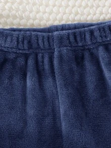 SHEIN 青少年男孩秋冬字母图案插肩袖毛绒睡衣套装 - 寶藍色 - 查看 3