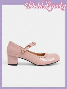 Dola Lovely Ballet Style Bow Round Toe PU Low Heel Casual Shoes - Pink - View 2