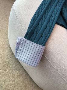 Elnivra Y2K Stylish Fashionable Blogger-Inspired 2 In 1 Patchwork Knit Cropped Cardigan, European And American Style,Street Chic - Teal Blue - View 4