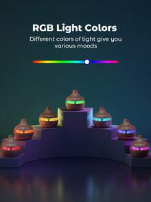 USB 触摸激活白色木纹加湿器 - 适用于房间和办公室，木色，USB 充电，香薰机，冷雾加湿器，超静音，7 种 LED 灯，家庭卧室防干燥加湿器礼物，为您的家增添舒适和时尚 - 彩色 - 查看 4