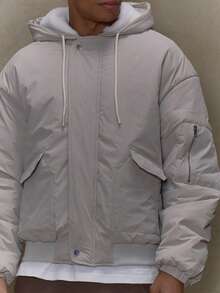 Musero Manteau à capuche zippé avec doublure polaire pour hommes, PRINTEMPS ÉTÉ - Kaki - Voir 2