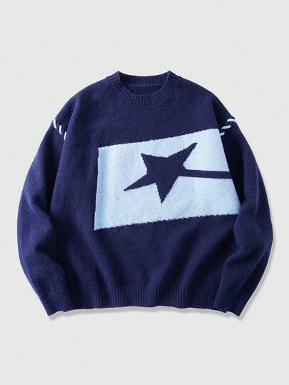 Street Life Men's Crew Neck Jacquard Knit Sweater, Autumn/Winter